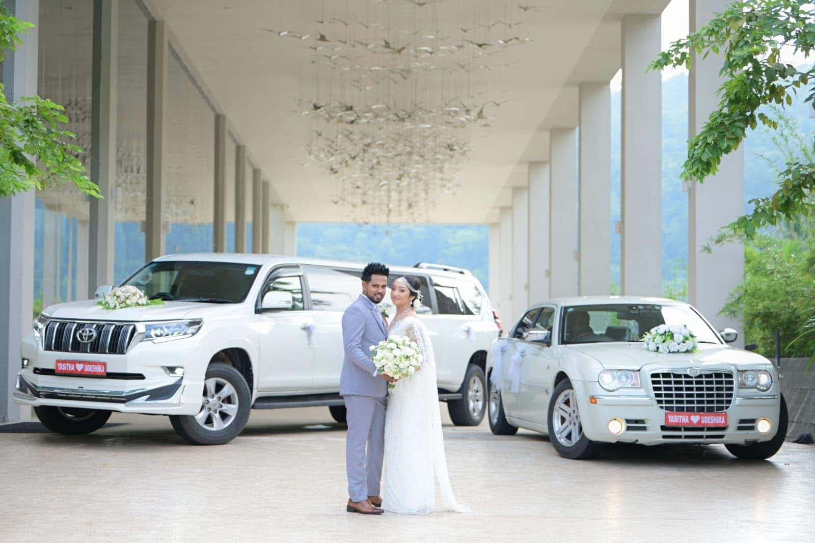 Elegant wedding reception table setup with flowers